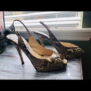 Jimmy Choo Snakeskin Platform Slingback Pumps